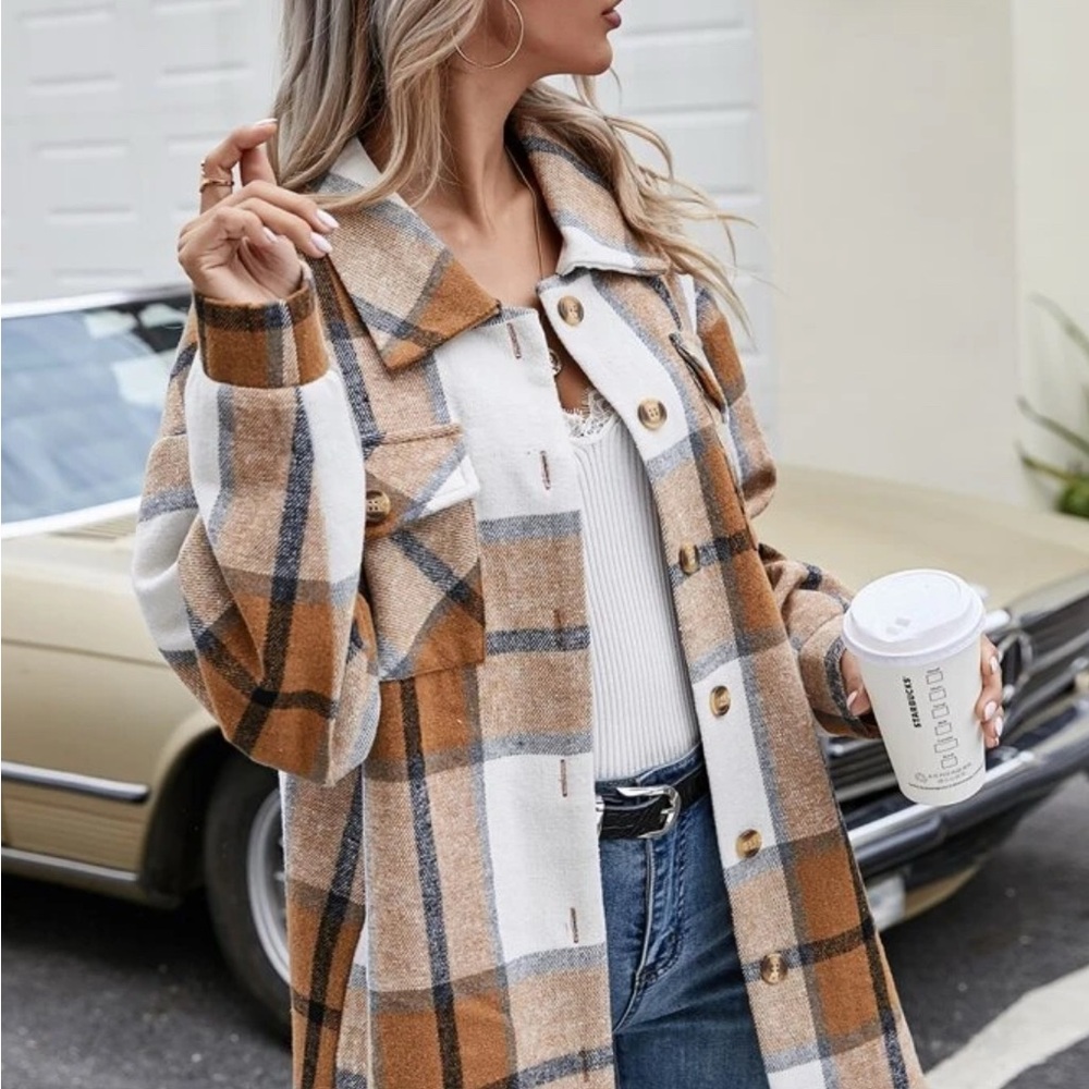 Plaid Button-Up Women's Coat